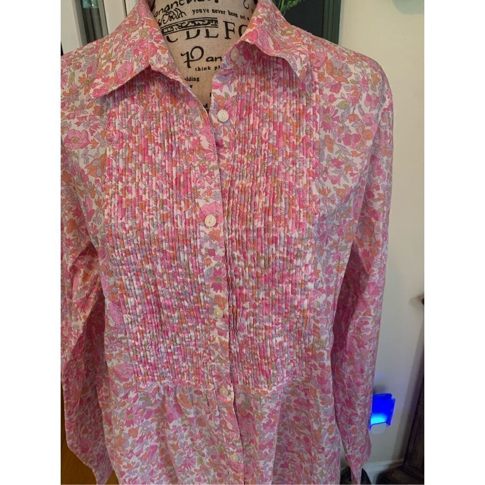 Gap Cotton Floral Pintuck Shirt